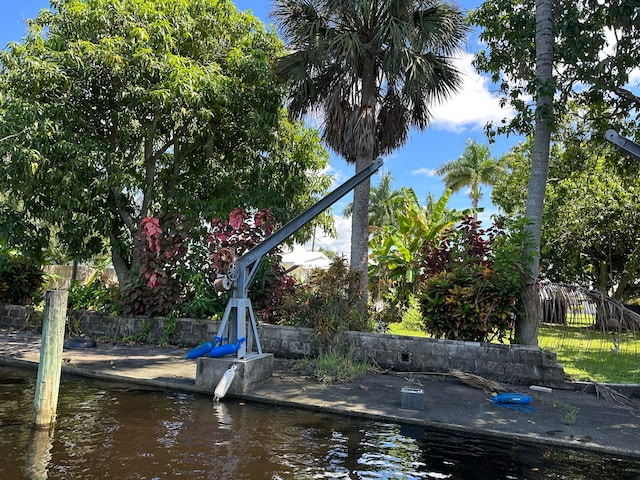 exterior space with a water view