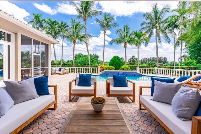 view of pool featuring an outdoor hangout area