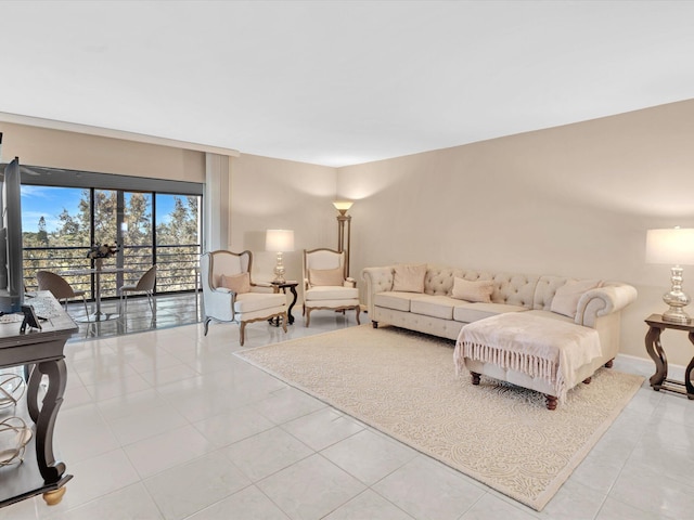 view of tiled living room