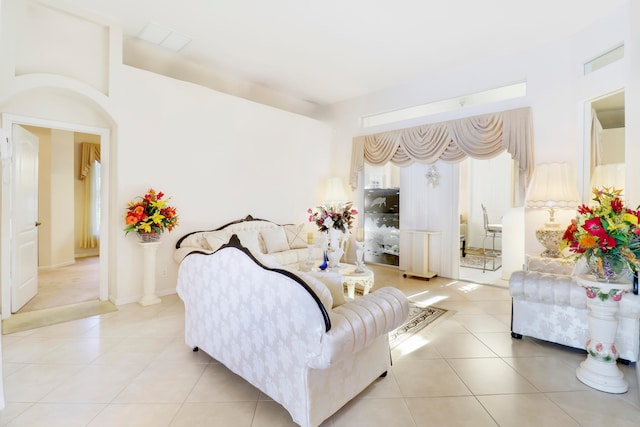 view of tiled living room