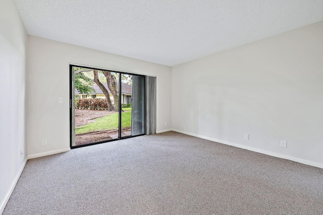 spare room with a textured ceiling and carpet