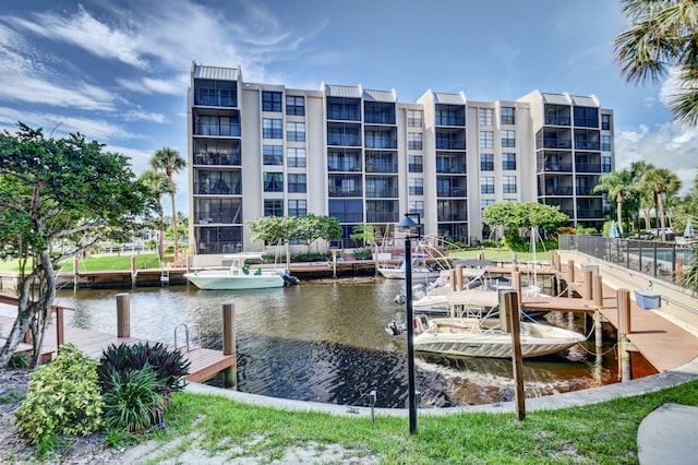 water view with a dock