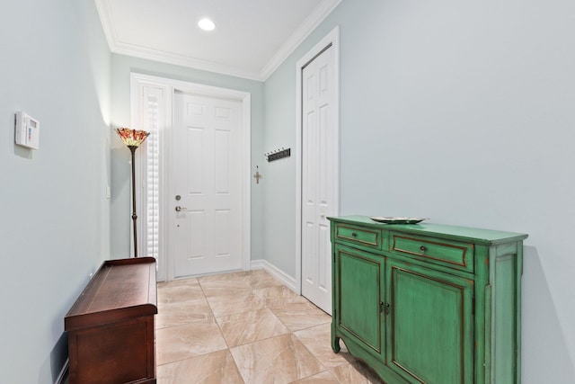 entryway with ornamental molding