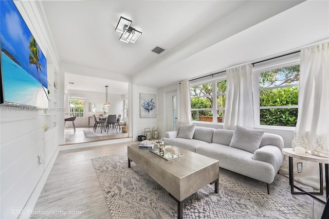 living room featuring light hardwood / wood-style floors