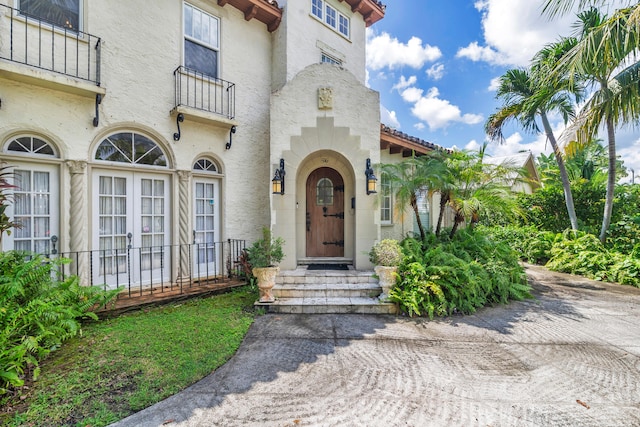 doorway to property with a balcony