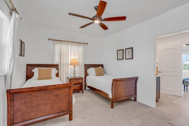 bedroom featuring ceiling fan