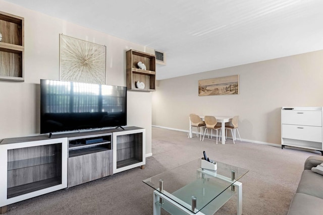 living room featuring carpet flooring