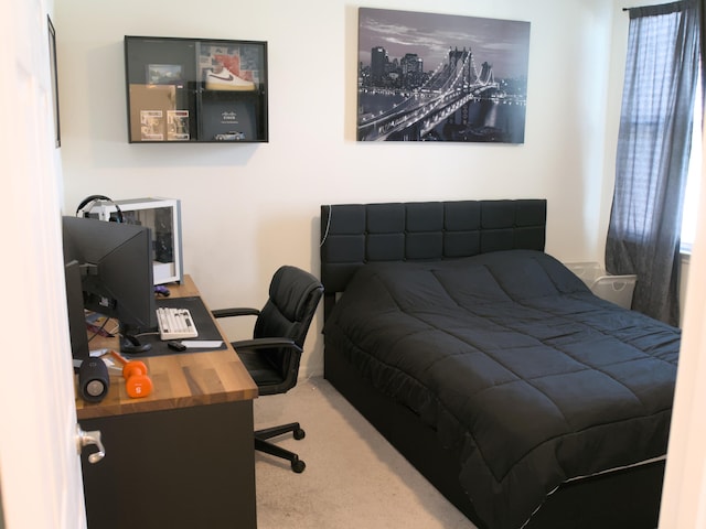 carpeted bedroom featuring multiple windows