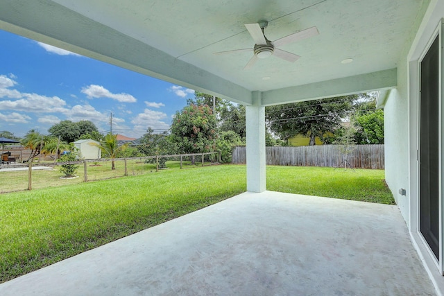 view of patio / terrace with ceiling fan