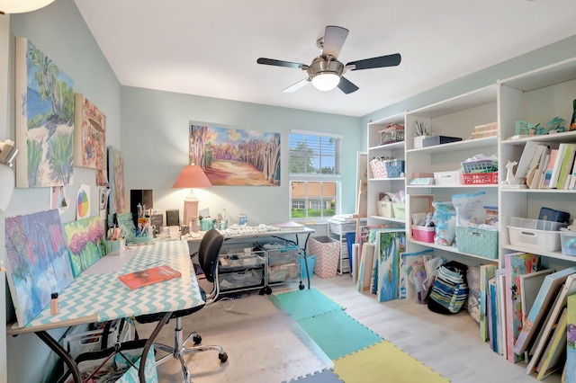 home office featuring ceiling fan