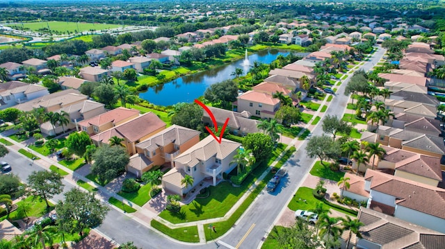 bird's eye view featuring a water view