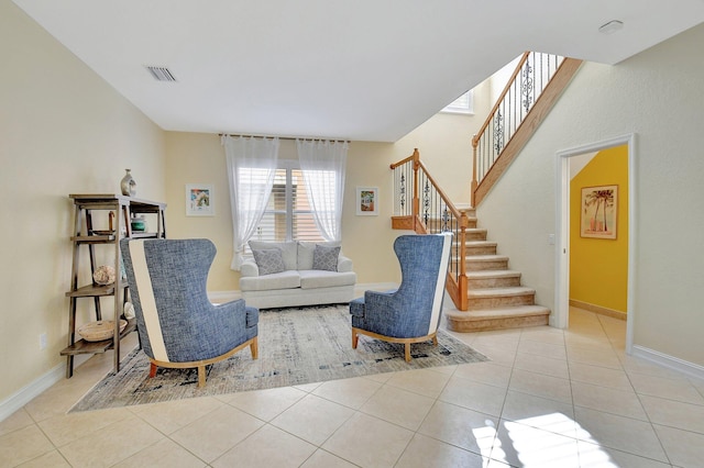 view of tiled living room