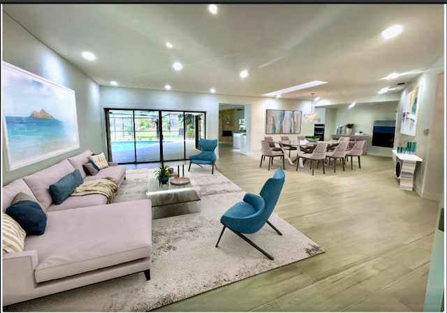 living room with light wood-type flooring