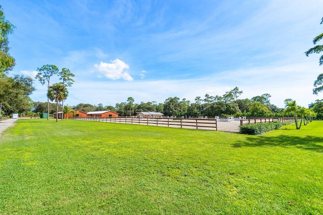 view of yard with a rural view