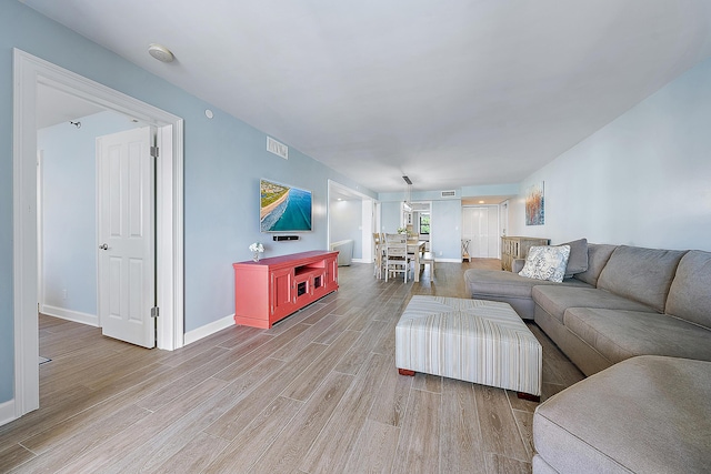 living room featuring light hardwood / wood-style flooring