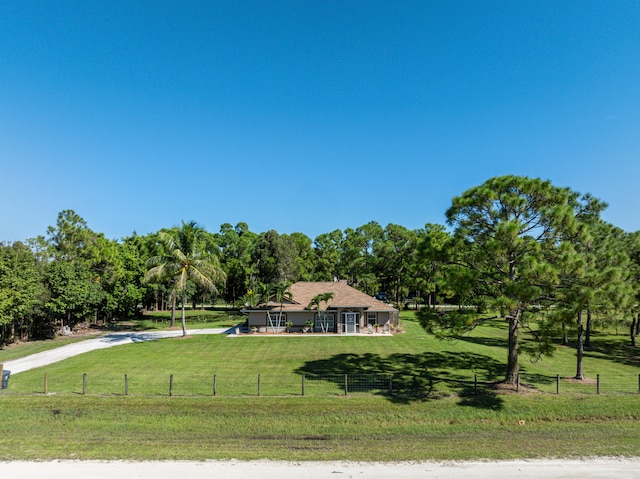 view of front of home with a front yard