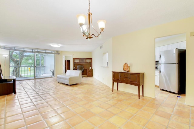 interior space featuring a notable chandelier