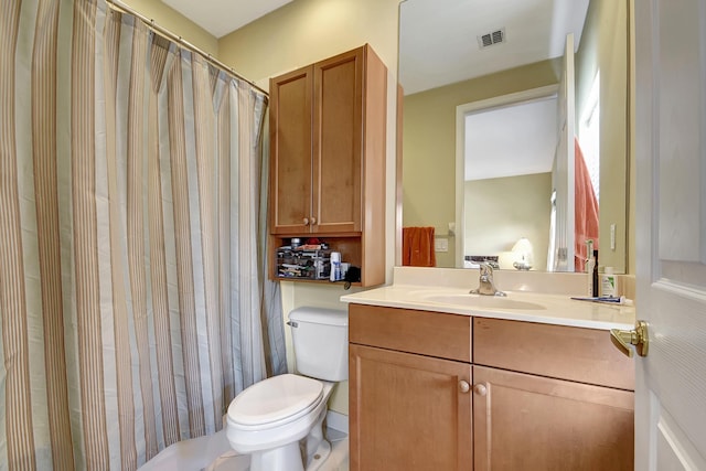 9772 Via Grandezza W, Wellington, FL 33411 - bathroom featuring toilet, a shower with curtain, vanity, and visible vents