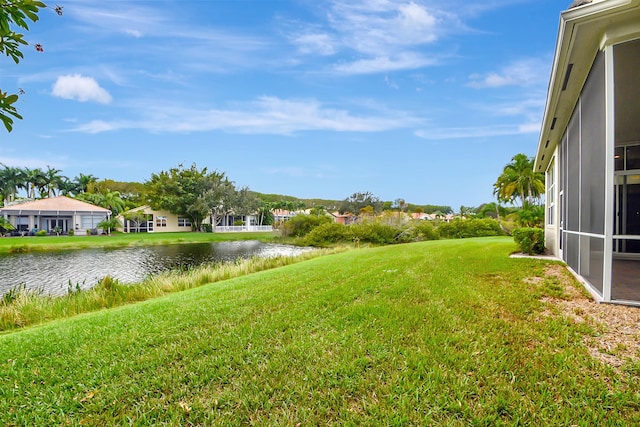 view of yard featuring a water view