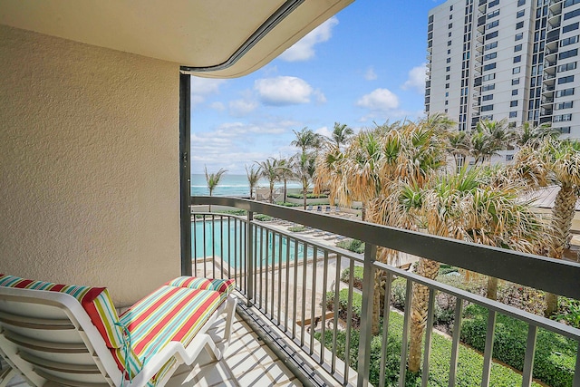 balcony with a water view