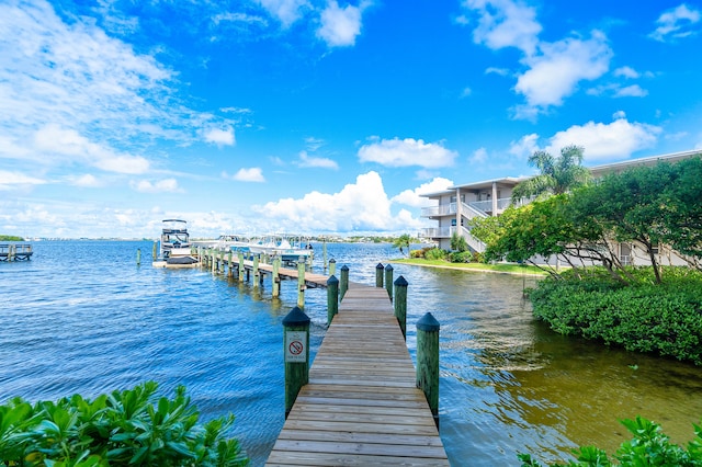 dock area featuring a water view