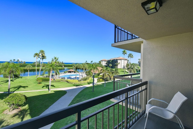 balcony with a water view