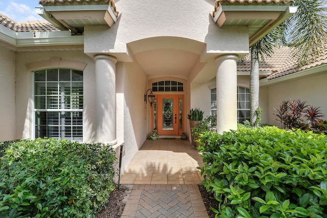 doorway to property with french doors