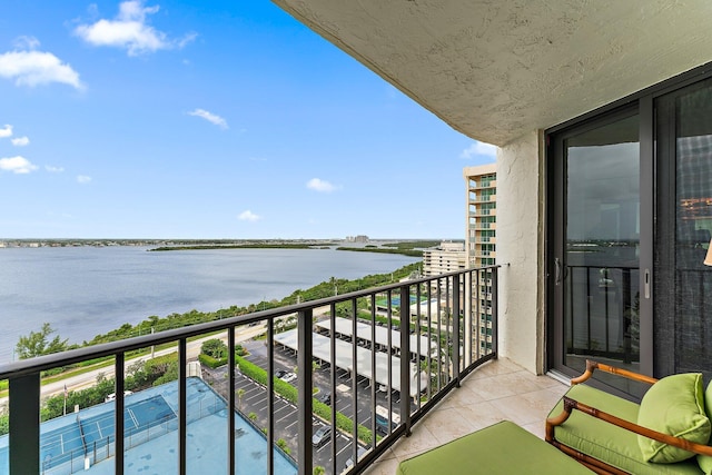 balcony with a water view