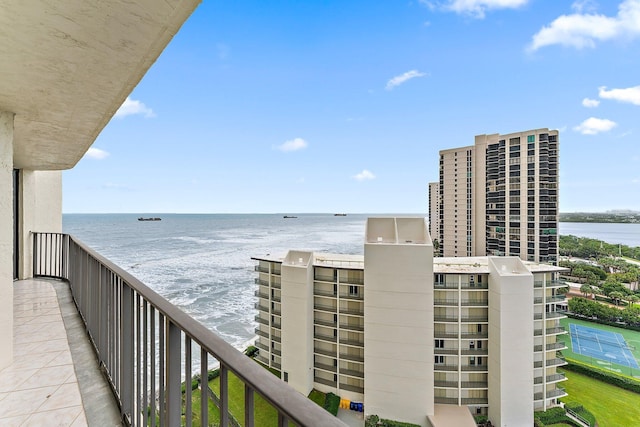 balcony with a water view