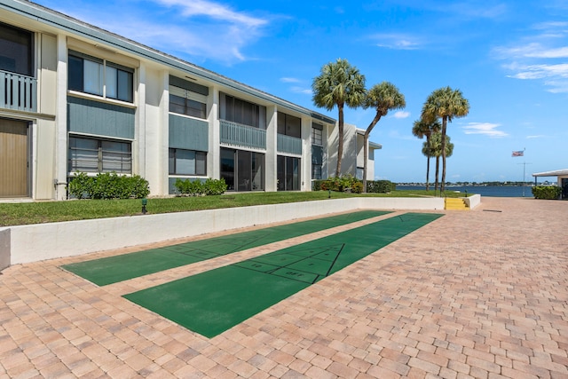 view of property's community with a water view