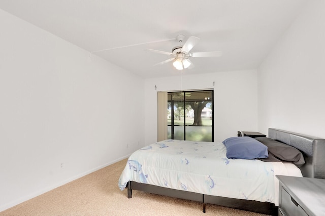 bedroom with carpet flooring and ceiling fan