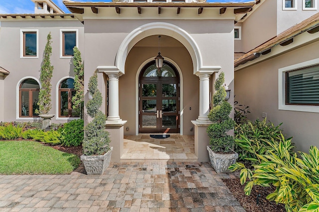 doorway to property featuring french doors