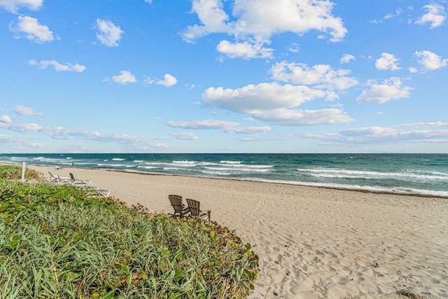 view of water feature featuring a beach view