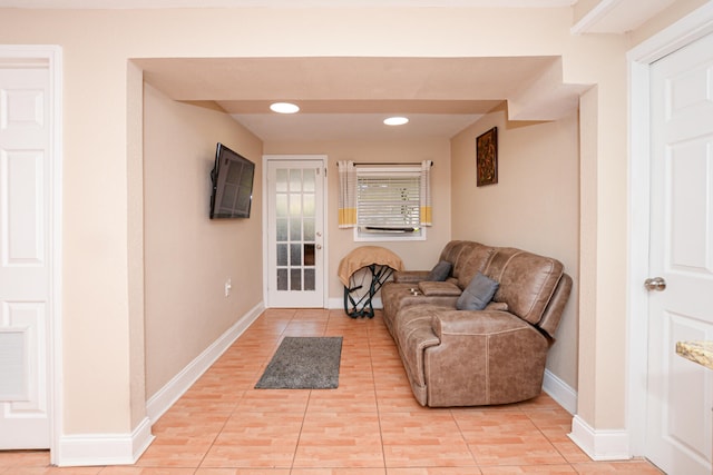 living area with light tile patterned flooring