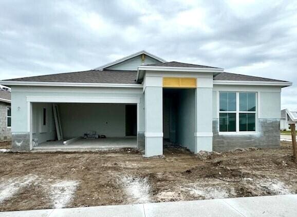 exterior space with a garage