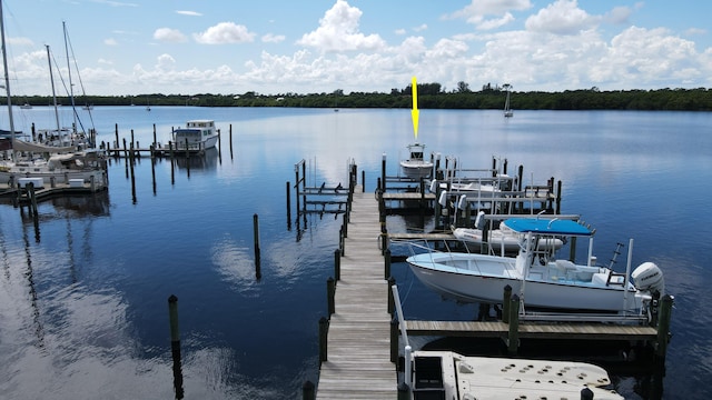 view of dock featuring a water view