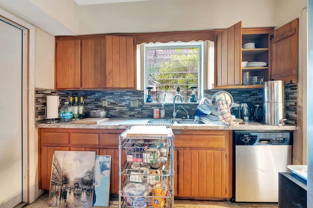 kitchen featuring dishwasher and backsplash