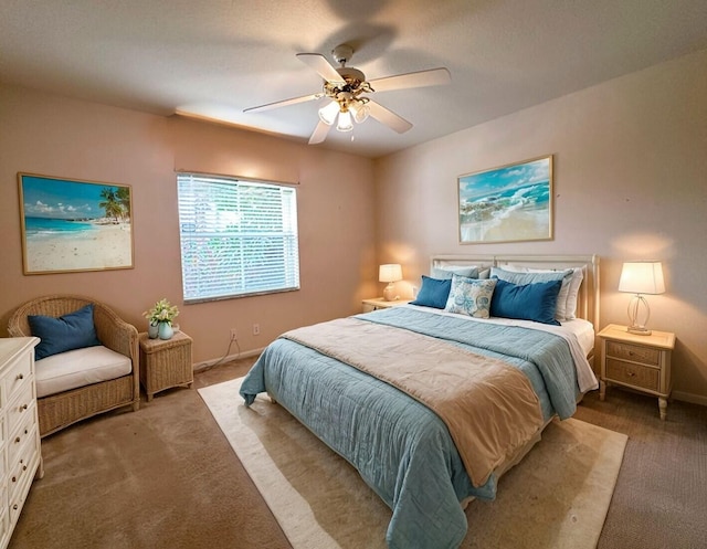 bedroom featuring carpet and ceiling fan