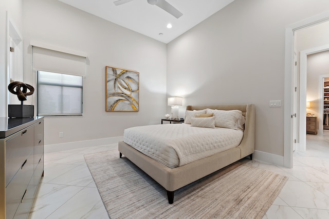 bedroom featuring ceiling fan