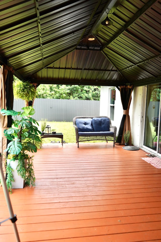 wooden deck with a gazebo