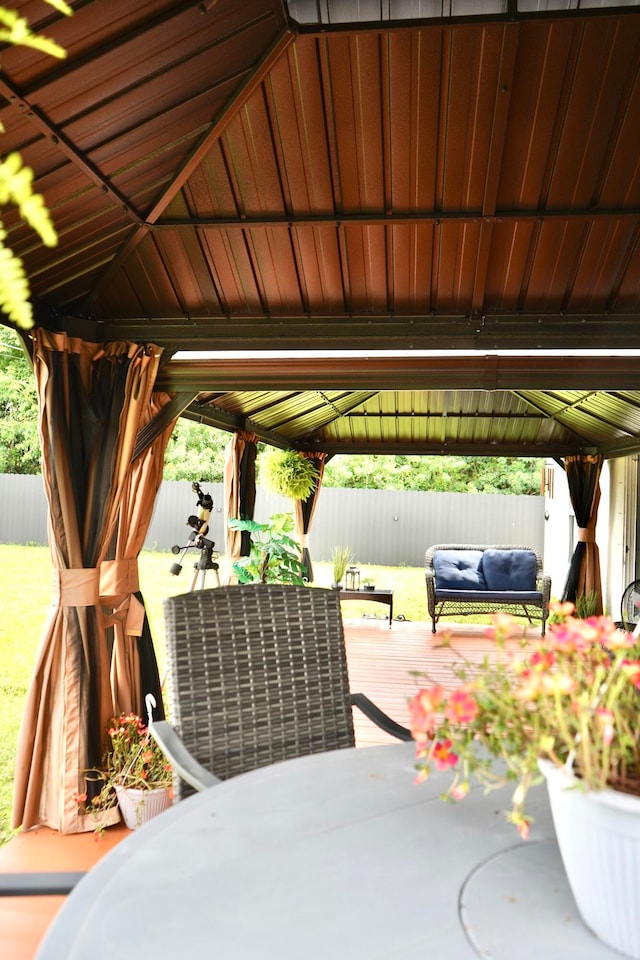 view of patio / terrace featuring a gazebo