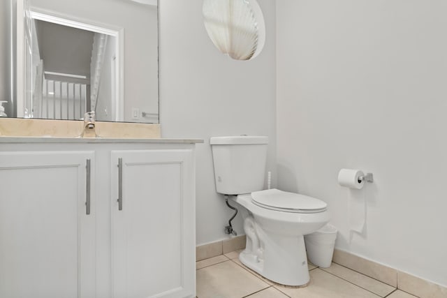 bathroom with tile patterned flooring, vanity, and toilet