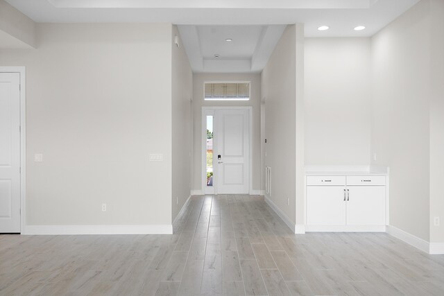 foyer entrance featuring light wood-type flooring