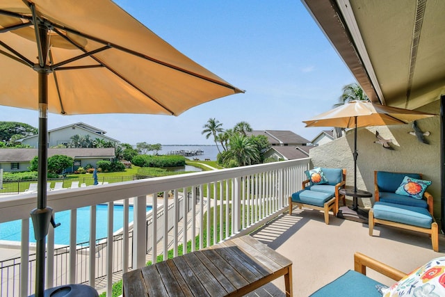 balcony with a water view