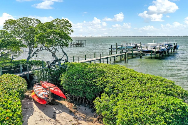 view of dock featuring a water view