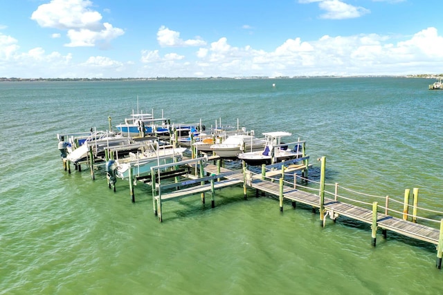 view of dock featuring a water view