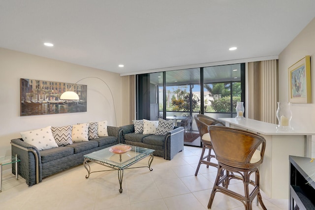 view of tiled living room