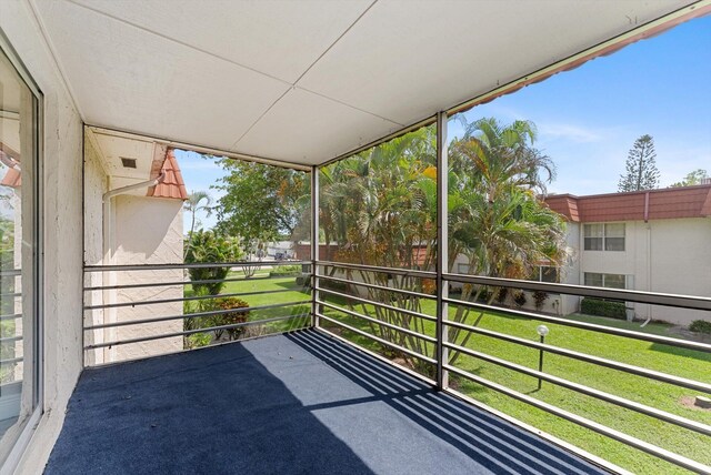 view of unfurnished sunroom