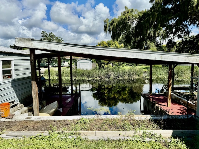 view of dock featuring a water view