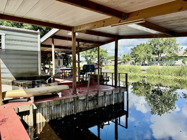 view of dock featuring a water view